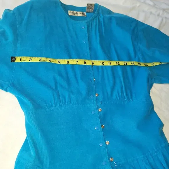 Liz Claiborne Casual Turquoise Soft Corduroy Dress - Picture 7 of 15